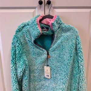 Simply Southern Fleece Pullover in Aqua and Pink